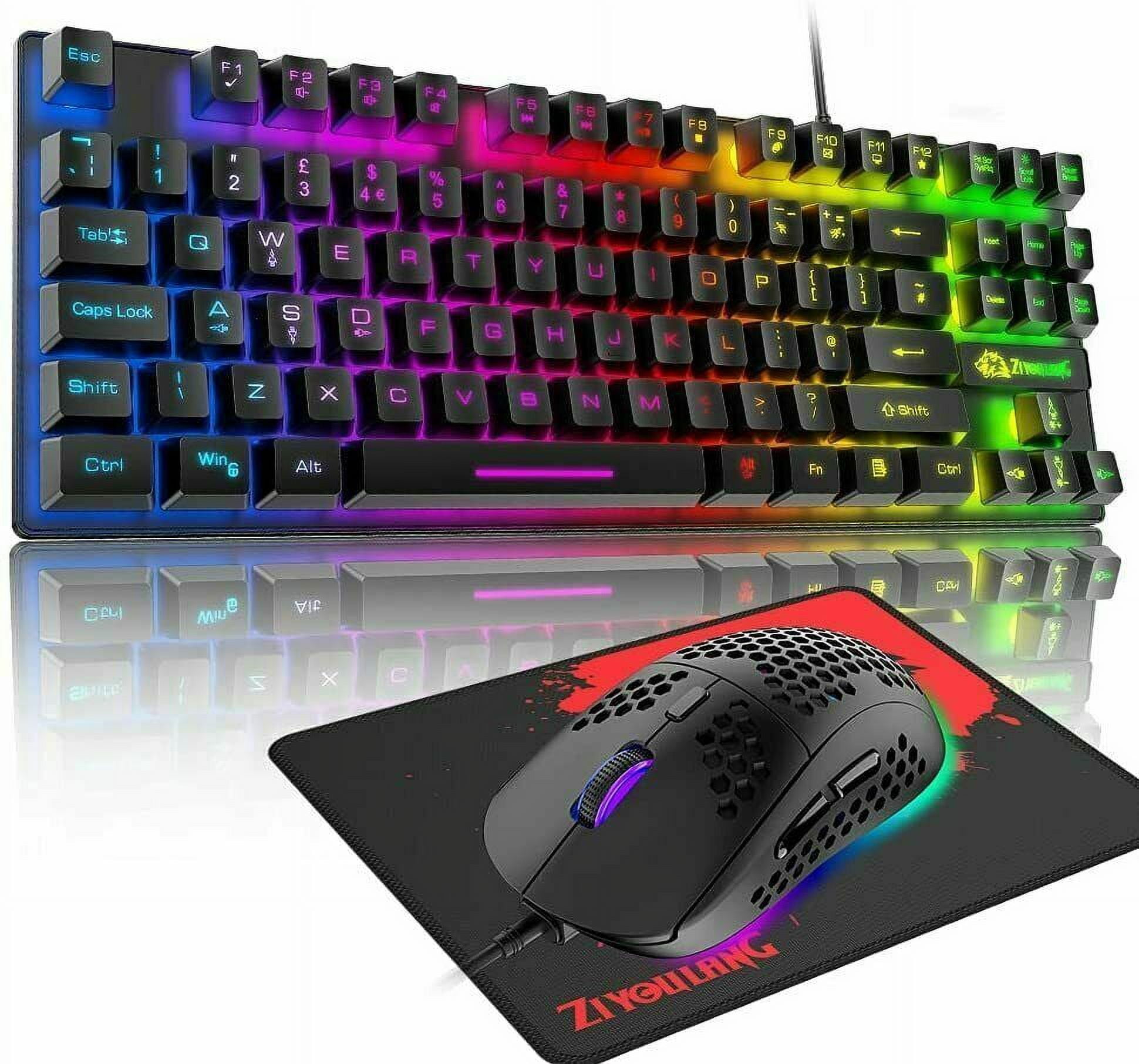 Boriyuan Wired USB Gaming Keyboard and Mouse Mousepad Set 88 Keys