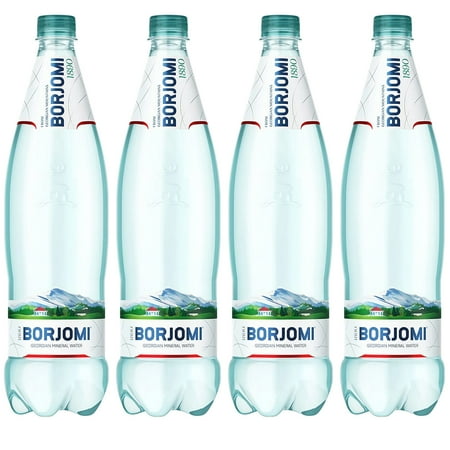 Borjomi Sparkling Bottle Water From Spring in Caucasus Mountains 1L/2.2lb - Set of 4