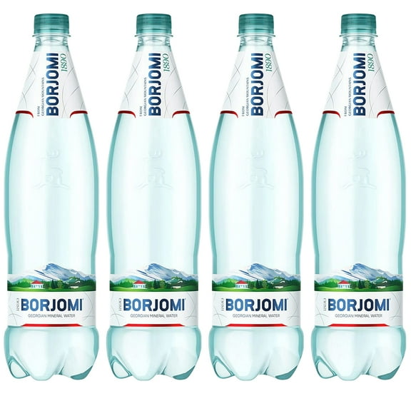 Borjomi Sparkling Bottle Water From Spring in Caucasus Mountains 1L/2.2lb - Set of 4