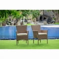 thumbnail image 1 of Bork Patio Chair with Cushion, Brown Wicker & Beige Cushion - Set of 2, 1 of 1