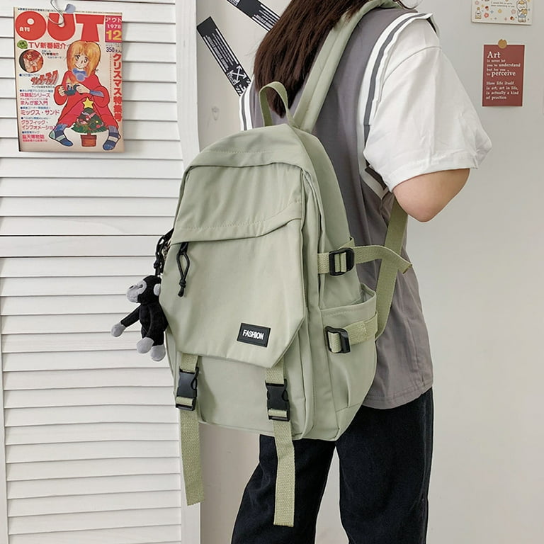 Solid Color Women Backpack Nylon Waterproof School Bag For Teenager Girls  High Capacity Travel Backpack