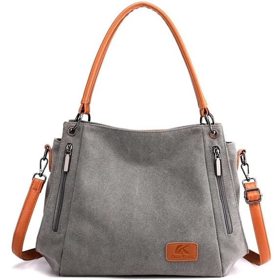 Borke Women's Canvas Satchel Handbags,Adjustable Shoulder Straps,Ladies Vintage Hobo Shoulder Bag,Casual Crossbody Purses