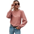 thumbnail image 1 of Borke Women's Floral Print Flounce Long Sleeve Mock Neck Work Blouses Tops, 1 of 10