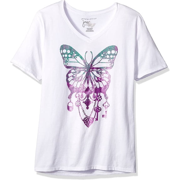 Borke Women's Size Plus Printed Short-Sleeve V-Neck T-Shirt
