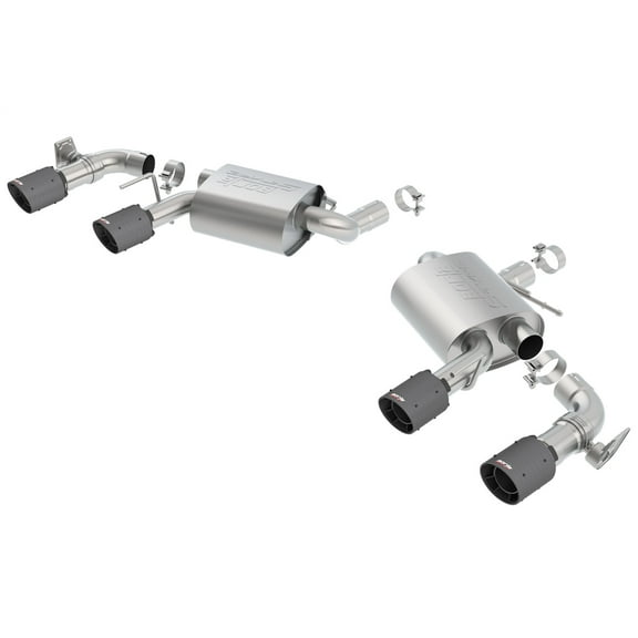 Borla 11924CFBA S-Type Axle-Back Exhaust System; 2.75in. Into Muffler Dual 2.5in. Out; Incl. Mufflers/Tailpipes/Clamps/4x6.25 in. Carbon Fiber Black Round Tips; Dual Split Rear Exit;