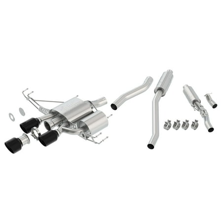 Borla 140738CB ATAK Cat-Back Exhaust System; 2.75 in./2 in. Tubing; Triple Center Rear Exit; 4/4.5 in. Ceramic Black Tips;
