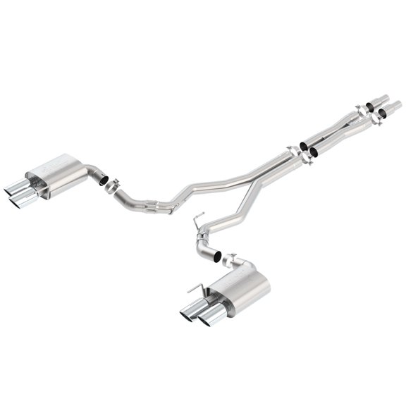 Borla 140746 ATAK Cat-Back Exhaust System; 3in.; Incl. X-Pipe/RH-LH Intermediate Pipe Assy/RH-LH Muffler Assy/Hardware/Dual 4 in. Rd.x8in And 4in. Rd x 9 in. Tips; Dual Split Rear Exit;