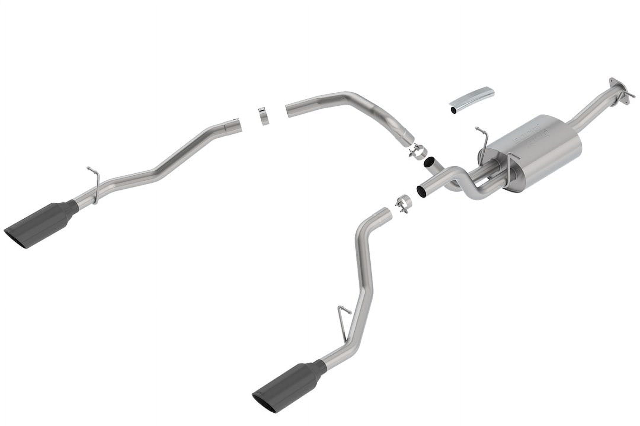 BORLA 140753BC Cat-Back Perf. Exhaust System for 2019-2023 Ram 1500 V8 (Incl. E-Torque) (Exc. Classic) T-304 Stainless Steel ATAK Sound Dual Split Rear Exit Single 5" Round Black Chrome Tips Each Side