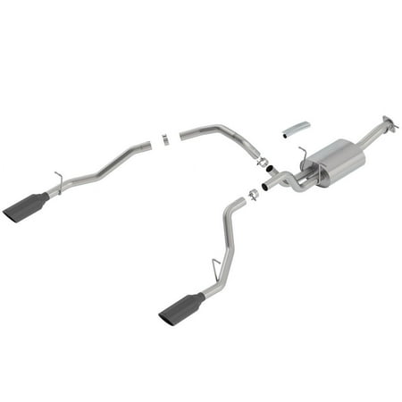 BORLA 140753BC Cat-Back Perf. Exhaust System for 2019-2023 Ram 1500 V8 (Incl. E-Torque) (Exc. Classic) T-304 Stainless Steel ATAK Sound Dual Split Rear Exit Single 5" Round Black Chrome Tips Each Side