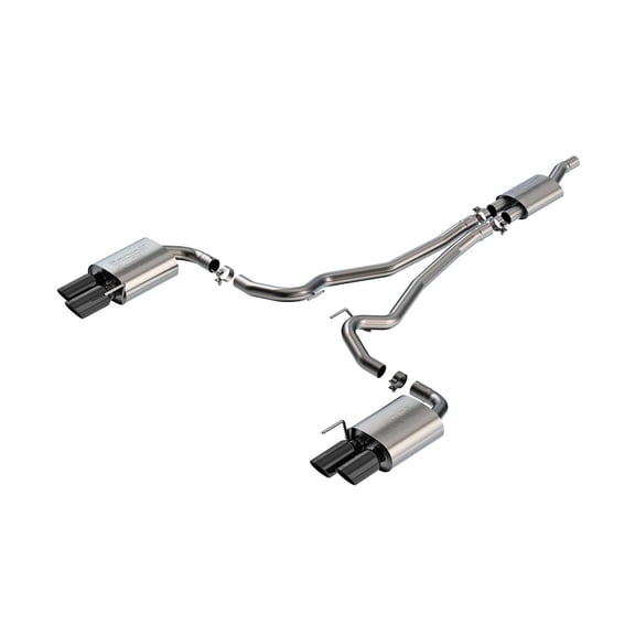 Borla 2024 Ford Mustang 2.3L EcoBoost S-Type Black Chrome Cat-Back Exhaust with Quad Tips
