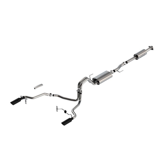 Borla F-150 2021-2025 2.7L/3.5L Touring Cat-Back Exhaust System with Black Chrome Tips - Part #140862BC