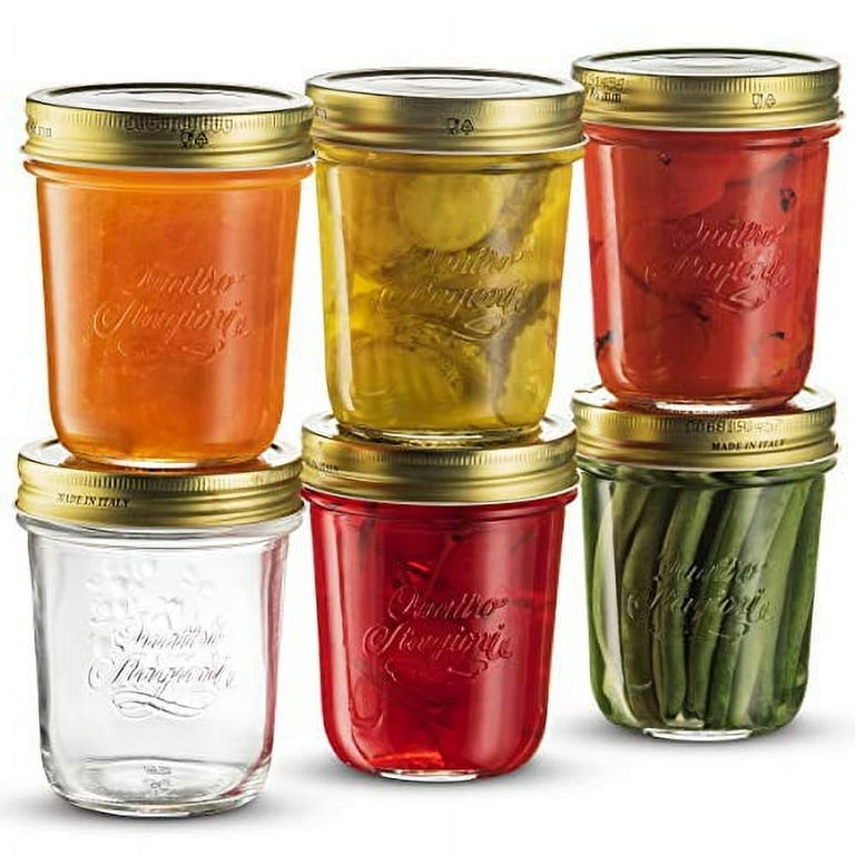 Bormioli Quattro Stagioni Wide Mouth Mason Jars 10 ? Ounce Glass Jar with  Metal Airtight Lid Canning Jar for Jam, Jelly, Honey, Great Pickling,  Preserving, Meal Prep, Food Storage, Salad Jar (6 Pack)