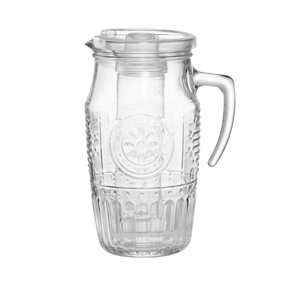Bormioli Rocco 335942MQD321990 Romantic Carafe Pitcher With Lid and Ice Tube, 56.25 oz, Clear
