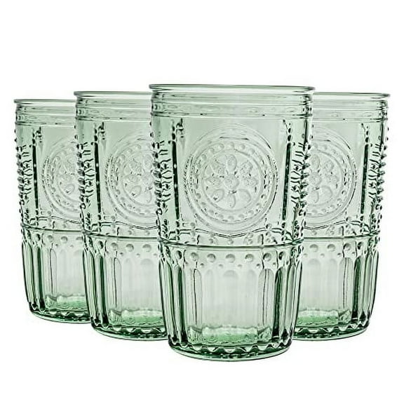 Bormioli Rocco 335944GRS021524 Romantic Cooler Glass, Set of 4, 16 oz, Pastel Green