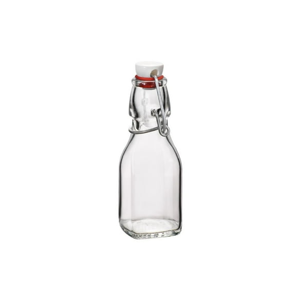 Bormioli Rocco Swing Bottle - 4.25 oz, Recyclable Glass with Airtight Seal - BPA-Free & Dishwasher Safe - Ideal for Infused Drinks, Juices, Oils - Leakproof, Odor Proof, Stain Proof Food Storage