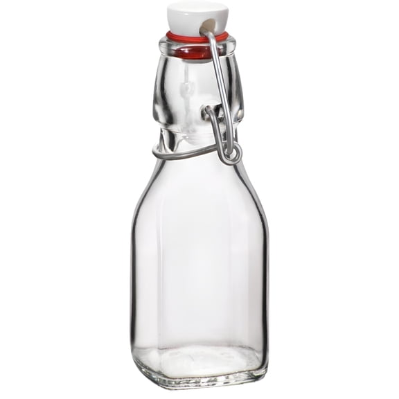 Bormioli Rocco Swing Bottle - 4.25 oz, Recyclable Glass with Airtight Seal - BPA-Free & Dishwasher Safe - Ideal for Infused Drinks, Juices, Oils - Leakproof, Odor Proof, Stain Proof Food Storage