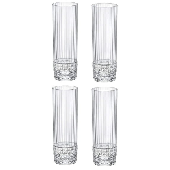 Bormioli Rocco America '20s 13.5 oz. Long Drink Drinking Glasses, Clear, Set of 4