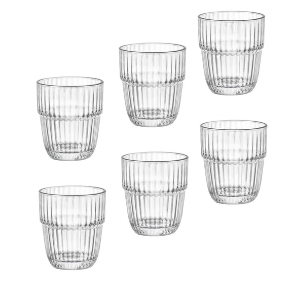 Bormioli Rocco Barshine 7 oz. Stackable Juice Drinking Glasses, Clear, Set of 6