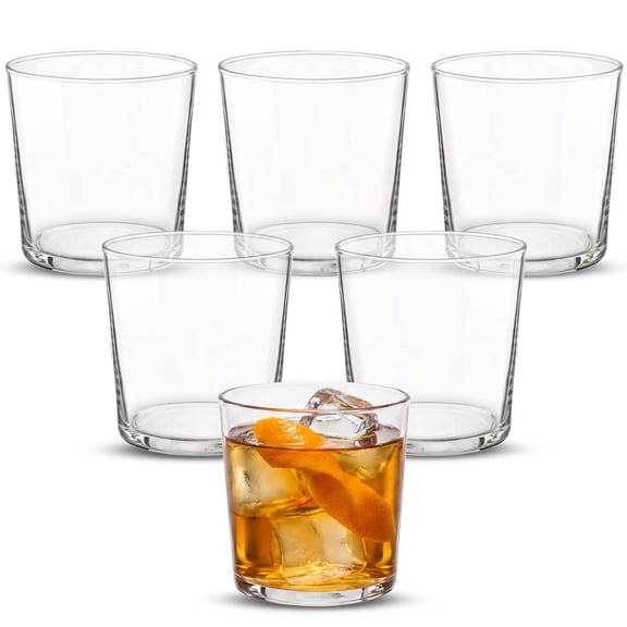 Bormioli Rocco Bodega Medium Glass Tumblers, Set of 6 - 12 oz Tempered Drinking Cups with Clean Minimal Design - Stackable Clear Glassware for Water, Wine, Juice & Cocktails for Home Bar Use