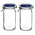 thumbnail image 1 of Bormioli Rocco Bormioli Rocco Set OF 2 Fido Square Jars With Blue Bail And Trigger Lids, 50-3/4-ounc, 50.75oz, 1 of 3