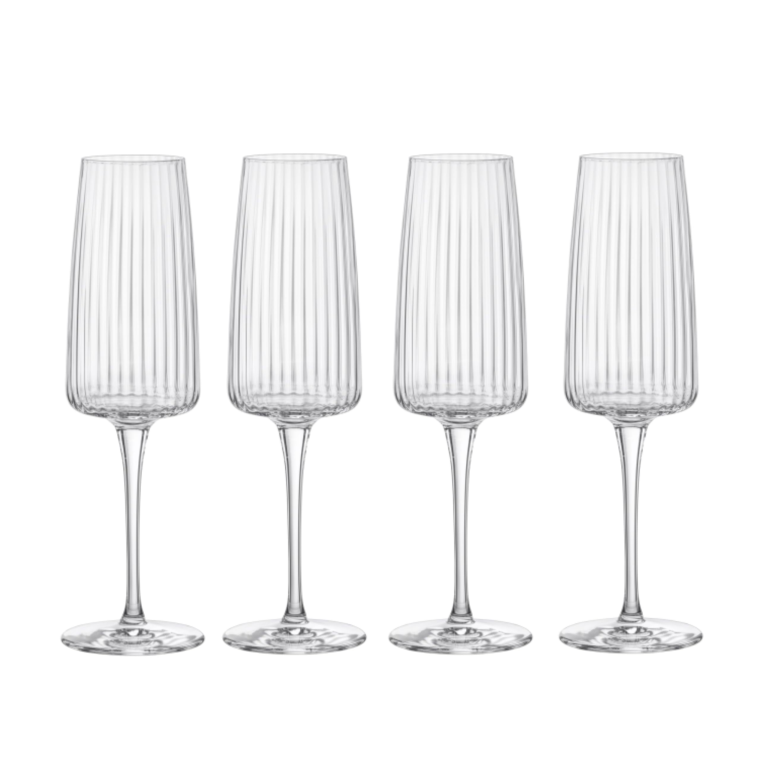 Bormioli Rocco 8.5 Oz Ribbed Crystal Prosecco Glass Set