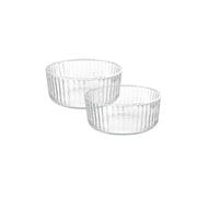 Bormioli Rocco Exclusiva Mini Serving Bowls, Set of 2 - 15.25 Oz. Stackable Glass Condiment Dishes with Elegant Light-Reflecting Design - 4.75 Inch Italian Tableware, Dishwasher Safe