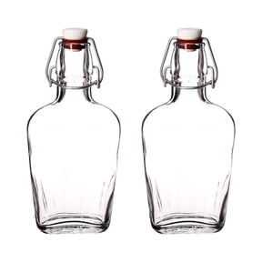 Bormioli Rocco Fiaschetta Glass 8.5 Ounce Pocket Flask, Set of 2