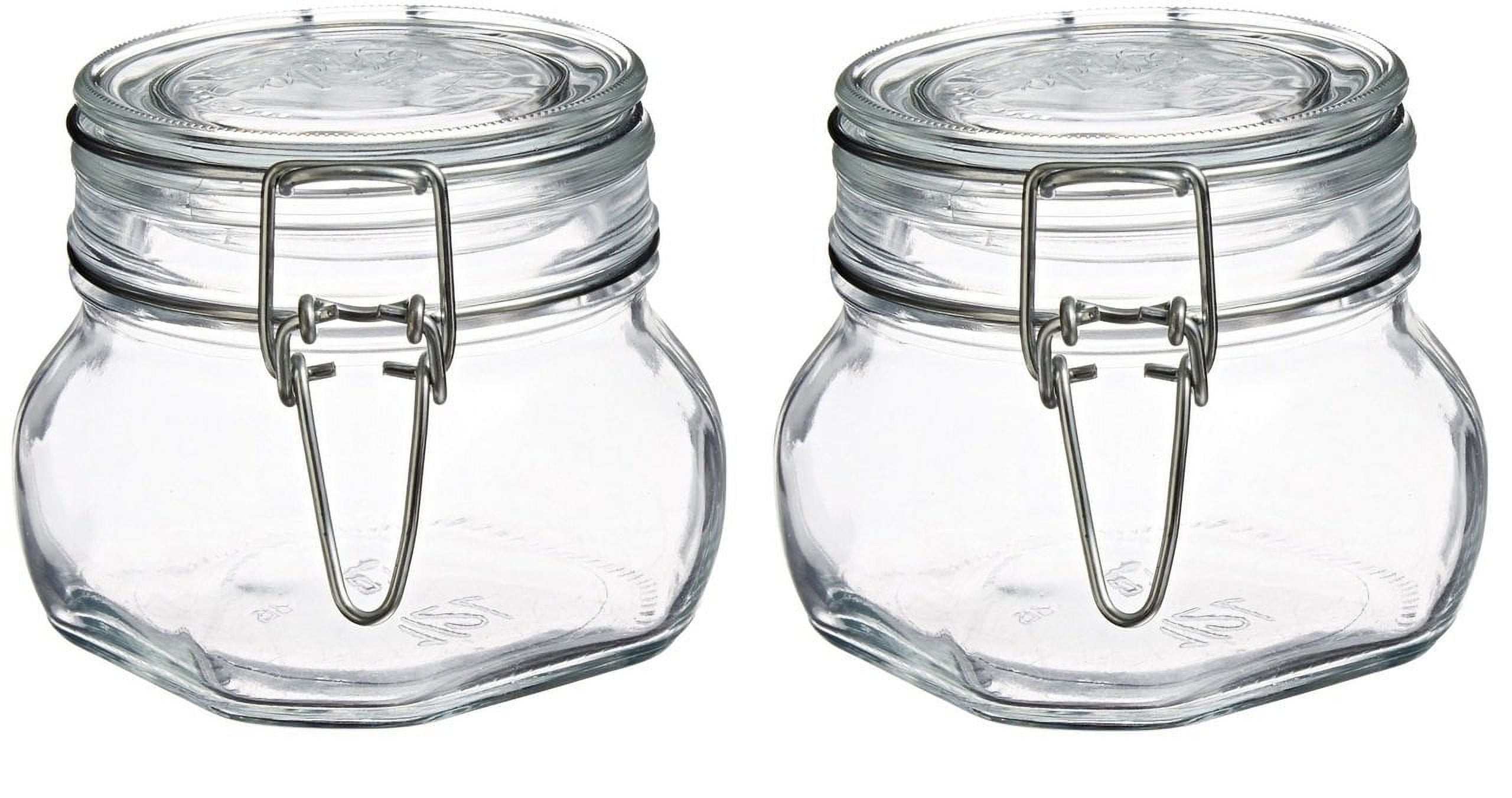 Bormioli Rocco Fido Clear Glass Jar with 85 mm Gasket, 17.5 Fluid Ounces (Pack of 2)