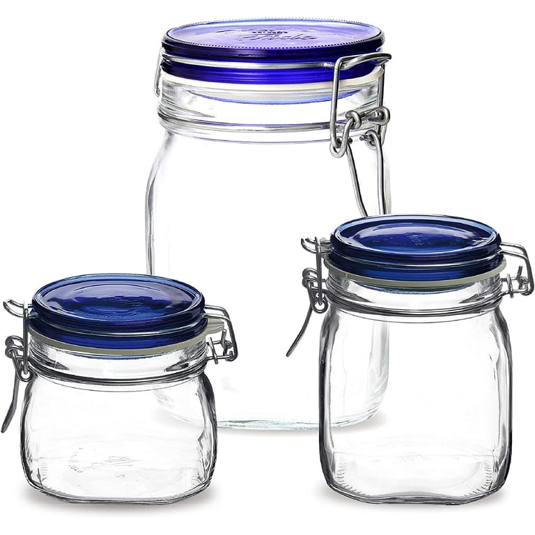 Bormioli Rocco Fido Collection, Variety Pack, Set Of 3 Food Storage Glass  Jars 17 Oz. - 25.25 Oz. - 33.75 Oz. Made In Italy. 
