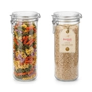 Bormioli Rocco Fido Cylinder 33.75 oz Airtight Glass Canister Set of 2 - BPA Free Ingredient Storage Jar - Ideal for Fermentation, Pantry Organization, Canning, Kitchen Essentials - Dishwasher Safe