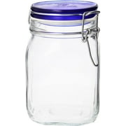 Bormioli Rocco Fido Square Jaw with Blue Lid, 33-3/4-Ounce