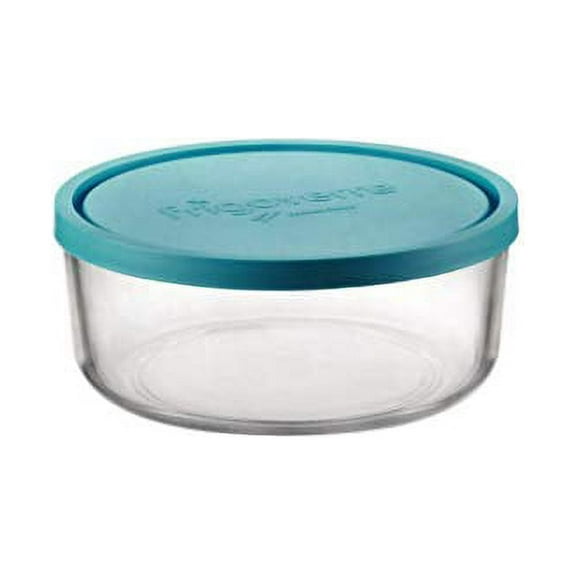 Bormioli Rocco Frigoverre Classic Glass Round Container with Teal Lid