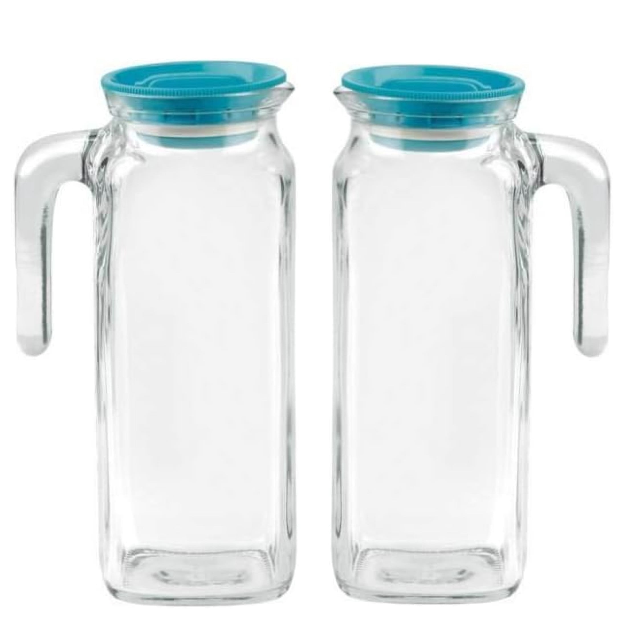 Bormioli Rocco Frigoverre Classic Jug 33.75 oz - with Teal Lid - Set of 2