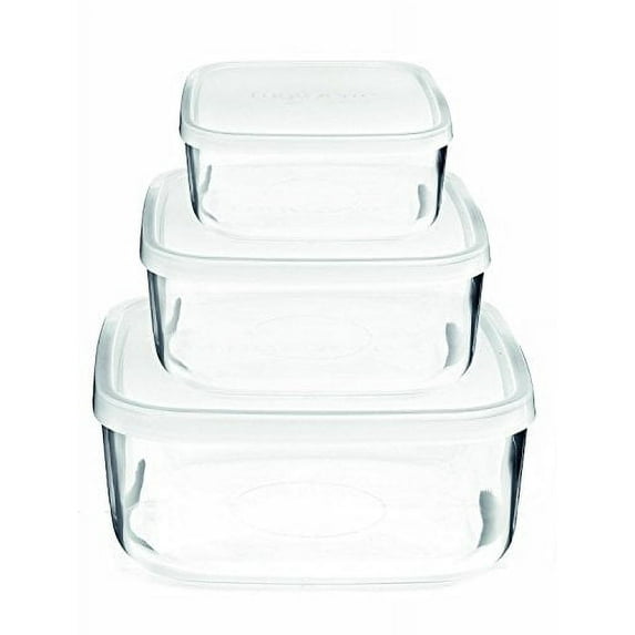 Bormioli Rocco Frigoverre Square Glass Food-Storage Containers with Lids, Set of 3
