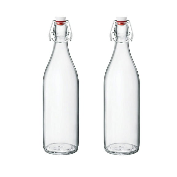 Bormioli Rocco Giara Clear Glass Bottle With Stopper, 33 3/4 oz. (2, Clear)