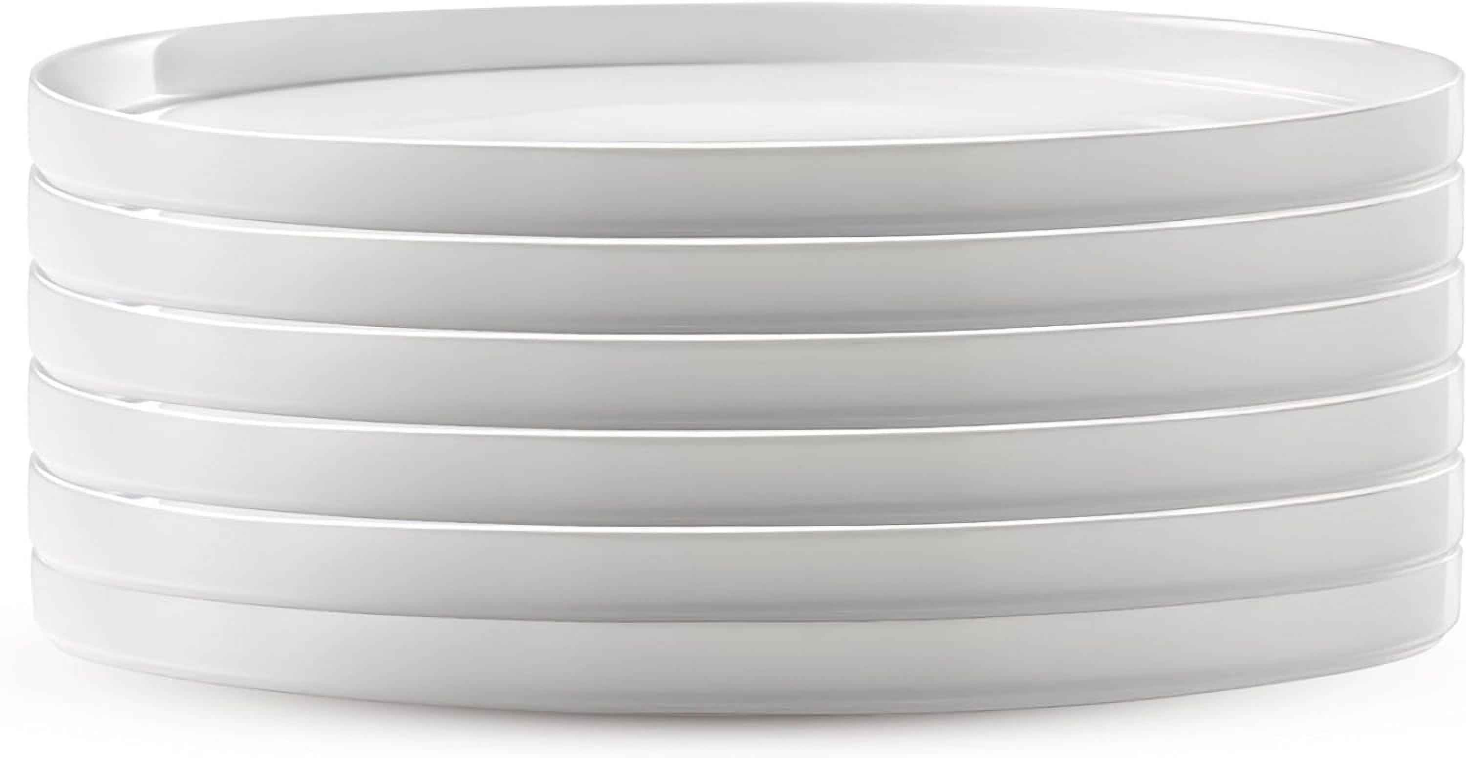 Set of 6 White Tempered Opal Glass Dinner Plates
