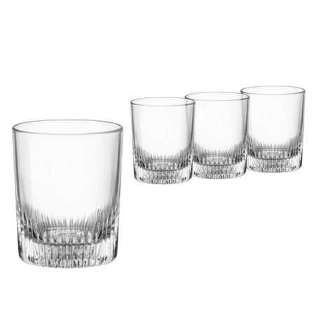 Bormioli Rocco Graphics DOF Whisky Glasses, Set of 4 - 13 Oz. Tumblers with Reflective Base for Whiskey, Scotch, Negroni & On-the-Rocks Cocktails - Elegant Italian Barware for Aromatic Spirits