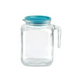 thumbnail image 1 of Bormioli Rocco Hermetic Seal Glass Pitcher With TEAL Lid and Spout 67.75 Ounce Great for Homemade Juice & Cold Tea or for Glass Milk Bottles, 1 of 4