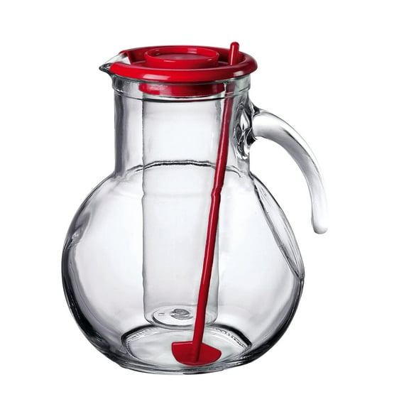 Bormioli Rocco Kufra Jug with Ice Container, Red Lid, 72 3/4 Ounce