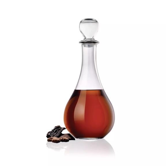 Bormioli Rocco Loto Wine Decanter - Nature-Inspired Teardrop Glass Design with Airtight Stopper, 43 Oz. for Red Wine, Whiskey, Brandy & Spirits - Italian Elegance for Table or Bar, Dishwasher Safe