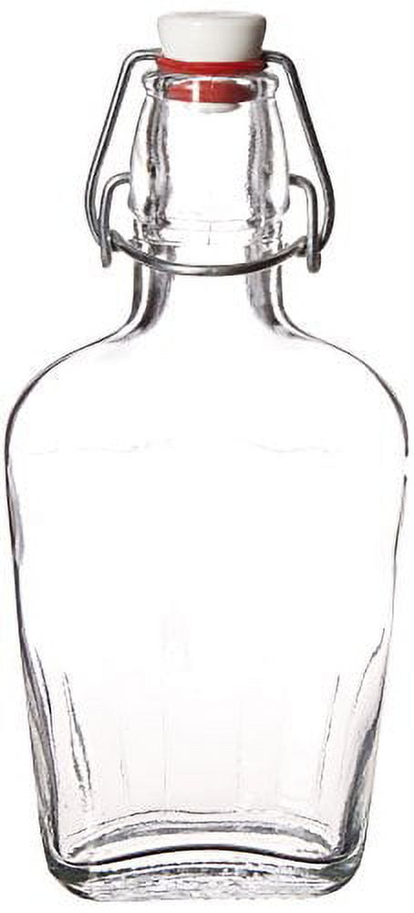 Clear Glass Pocket Flask with White Stopper, 8.5 oz