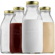 Bormioli Rocco Quattro Stagioni Glass Milk Bottle - 4 Pack, 33.75, Clear