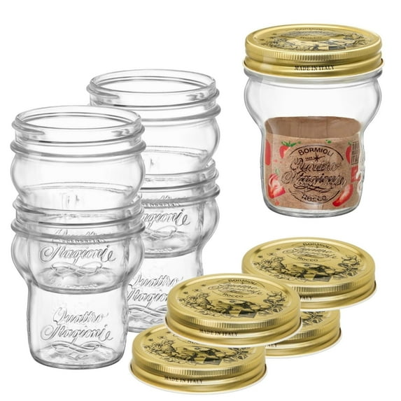 Bormioli Rocco Quattro Stagioni Stacking Jar (Set of 4) - 9.25 Oz Glass Jar - Nestable & Stackable, Wide‑Mouth for Canning, Serving & Storing - Dishwasher & Freezer‑Safe Glass Container