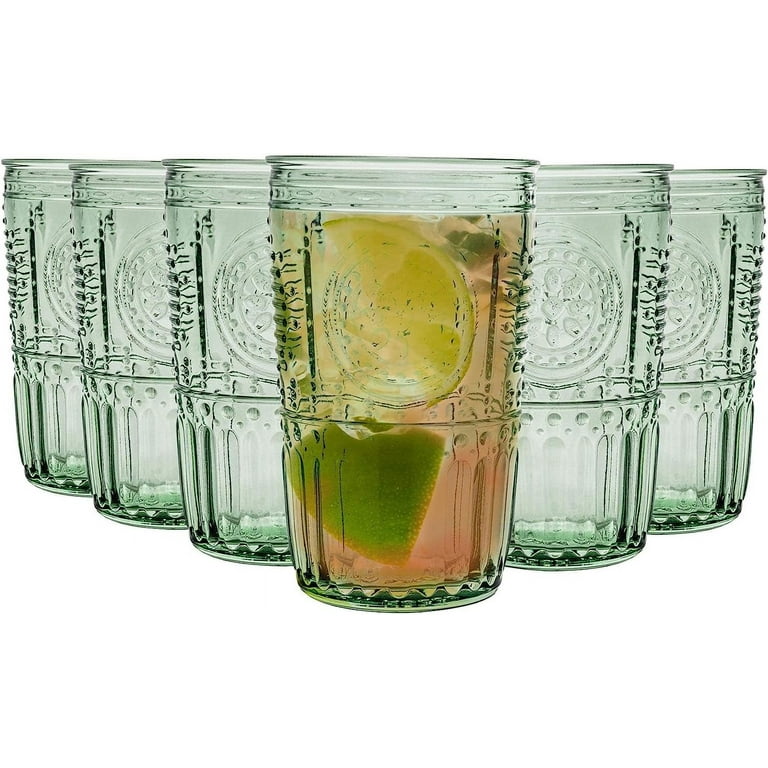 Bormioli Rocco Romantic Set Of 6 Cooler Glasses, 16 Oz. Colored Crystal  Glass, Pastel Green, Made In Italy 