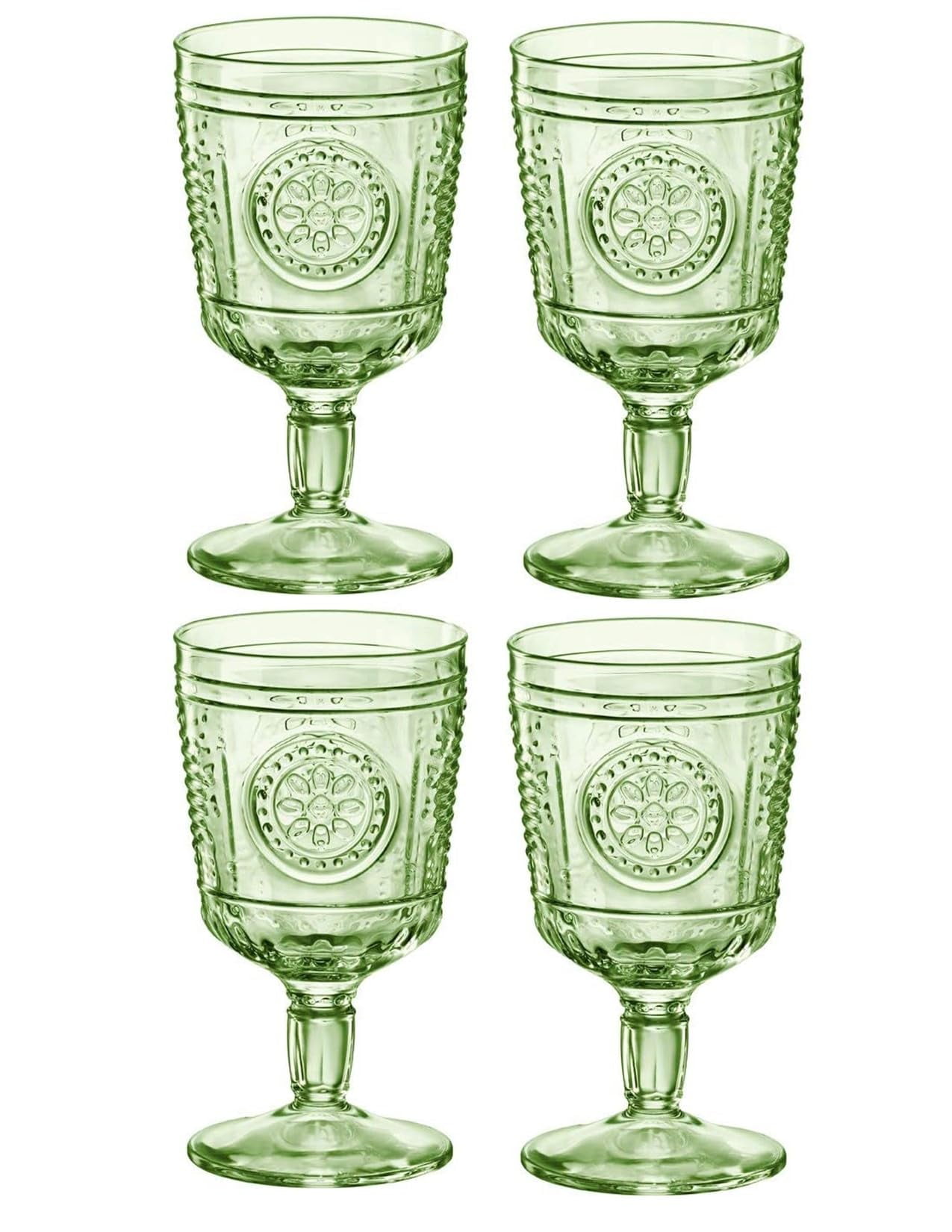Bormioli Rocco Romantic Stemware Glass, Set of 4, 10.75 oz, Pastel Green