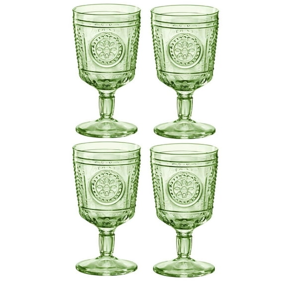Bormioli Rocco Romantic Stemware Glass, Set of 4, 10.75 oz, Pastel Green