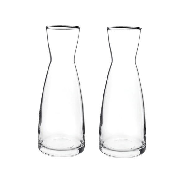 Bormioli Rocco Set Of 2 Ypsilon Carafe, 18.5 Oz. Star Glass Pitcher For Water, Juice, Ice Tea Or Wine, Made in Italy.