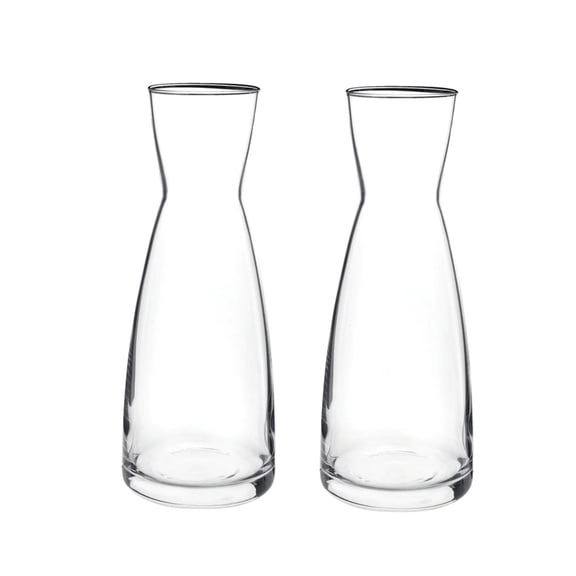 Bormioli Rocco Set Of 2 Ypsilon Carafe, 18.5 Oz. Star Glass Pitcher For Water, Juice, Ice Tea Or Wine, Made in Italy.