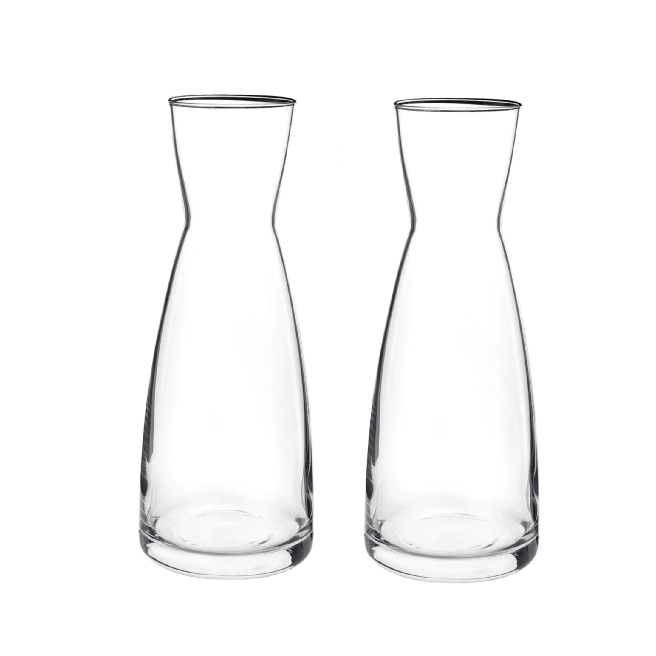 Bormioli Rocco Set Of 2 Ypsilon Carafe, 36.5 Oz. Star Glass Pitcher For Water, Juice, Ice Tea Or Wine, Made in Italy.