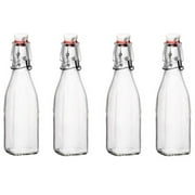 Bormioli Rocco Swing Top Glass Bottle Set of 4 - 8.5 oz Reusable Container with Secure Metal Clasp, Ideal for Homemade Juices, Oil Infusions, Condiments, Mixers - Everyday Drinking Glasses